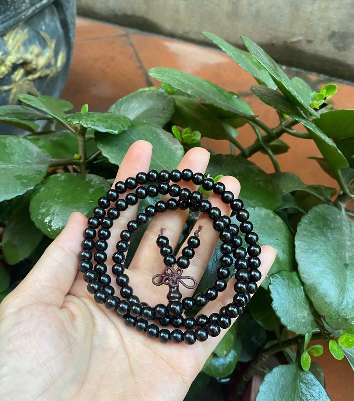 Vòng Tay Gỗ Mun Sừng 108 Hạt